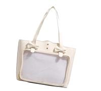 Bolsa de hombro de gran capacidad que destaca la cultura japonesa del anime casual, bolso de mano para las axilas, para ir de compras en el campus y el ocio, bolsa de transporte diario, beige, One