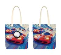 Bolsa de hombro de lona para mascotas, Cool Race Cars on Bright the Racing Track Portable Cats Carriers Dog Carry Chest Tote Bag para mascotas pequeñas