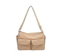 Bolsa de hombro de nailon con cremallera de gran capacidad, correa ajustable para la escuela, el trabajo, viajes, Khaki, 400.00x250.00x150.00mm/15.75x9.84x5.91inch