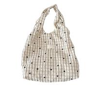 Bolsa de hombro de poliéster con diseño de corazón a la moda, ideal para el trabajo o la escuela, Rayas Love Brown, One Size