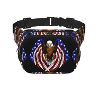 Bolsa de hombro de viaje con águila patriótica de la bandera de Estados Unidos, riñonera moderna e informal, riñonera cuadrada de doble capa, color negro, talla única, Negro, One Size