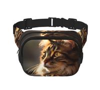 Bolsa de hombro de viaje con diseño de gato manchado, riñonera moderna e informal, riñonera cuadrada de doble capa, color negro, talla única, Negro, One Size