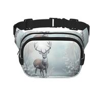 Bolsa de hombro de viaje de ciervo de pie, bolsa de cintura moderna e informal, riñonera cuadrada de doble capa, color negro, talla única, Negro, One Size
