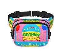 Bolsa de hombro de viaje Happy Birthday Balloon Fitness, riñonera moderna e informal, riñonera cuadrada de doble capa, color negro, talla única, Negro, One Size