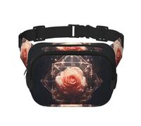 Bolsa de hombro de viaje sellada White Rose Fitness, riñonera moderna e informal, riñonera cuadrada de doble capa, color negro, talla única, Negro, One Size