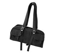 Bolsa de hombro espaciosa para el trabajo, viajes y fitness, bolso de mano casual esencial de nailon con asa superior, bolsa de viaje de moda para mujeres, Black, One Size