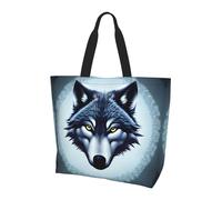 Bolsa de hombro estampada con diseño de ballenas en el mar, adecuada para viajes, playa y compras diarias., Cabeza de lobo feroz, Talla única