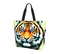 Bolsa de hombro estampada con diseño de ballenas en el mar, adecuada para viajes, playa y compras diarias., Little Fat Tiger Head, One Size