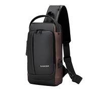 Bolsa de hombro individual para hombre, bolsa de pecho con bloqueo de contraseña, bolsa de cable de datos para deportes al aire libre, bolsa de locomotora, mochila con bolsillo para laptop, marrón