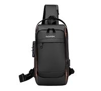 Bolsa de hombro individual para hombre, bolsa de pecho con bloqueo de contraseña, bolsa de cable de datos para deportes al aire libre, bolsa de locomotora, mochila de gran tamaño, marrón, Talla única