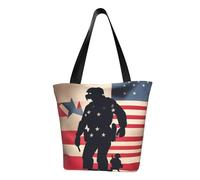Bolsa de hombro ligera con estampado de soldados militares estadounidenses, para el Día de los Caídos, para la playa, viajes, trabajo, accesorio funcional