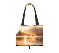 Bolsa de hombro ligera y transpirable de viaje para mascotas pequeñas, bolsa de hombro impresa WZYCWB Swan in the Lake