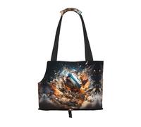 Bolsa de hombro ligera y transpirable de viaje para mascotas pequeñas, bolsa de hombro para mascotas con estampado de rugby en llamas de WZYCWB