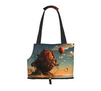 Bolsa de hombro ligera y transpirable para mascotas pequeñas, bolsa de hombro estampada WZYCWB Fortress on the sea