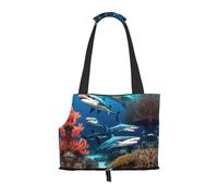 Bolsa de hombro ligera y transpirable para mascotas pequeñas, bolsa de hombro para mascotas WZYCWB Submarine con estampado de tiburón coral
