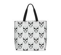 Bolsa de hombro monocromática con diseño de cabeza de esqueleto de gran capacidad para mujer, para compras, viajes, playa, trabajo