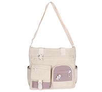 Bolsa de hombro multiusos de gran capacidad, bolsa de lona para estudiantes, chicas, bolsa de lona coreana, casual, bolsa escolar para niñas, blanco, Talla única