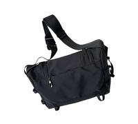 Bolsa de hombro multiusos negra con correa ajustable y múltiples bolsillos, bolsa cruzada de gran capacidad para deportes callejeros, Black