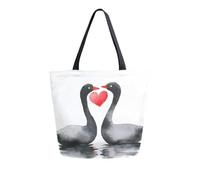 Bolsa De Hombro Para La Compra Acuarela De Amor De Cisne Negro Shopping Bag Resistente Bolso Tote Ligeras Bolsas De Playa Para Viaje Trabajar Playa