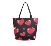 Bolsa De Hombro Para La Compra Amor Rojo Sobre Negro Bolso Tote Ligeras Bolsas Tote Bag Mujere Shopping Bag Para Trabajar Regalo Útil Playa