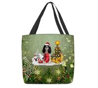 Bolsa De Hombro Para La Compra Cavalier King Charles Spaniel Perro Navidad Bolso Tote Reutilizable Bolsa De La Compra Portátiles Shopping Bag Para Trabajar Regalo Útil Viaje