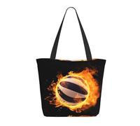 Bolsa De Hombro Para La Compra Imágenes De Voleibol En Llamas Bolso Tote Portátiles Bolsas De Playa Multiusos Bolsa De La Compra Para Viaje Trabajar Playa