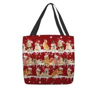 Bolsa De Hombro Para La Compra Lindos Golden Retrievers Feliz Navidad Bolsa De La Compra Multiusos Shopping Bag Mujere Bolsas Tote Bag Para Regalo Útil Playa Uso Diario