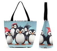 Bolsa De Hombro Para La Compra Lindos Pingüinos Bolso Tote Ligeras Bolsa De La Compra Portátiles Bolsas Tote Bag Para Regalo Útil Playa Uso Diario