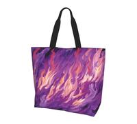 Bolsa De Hombro Para La Compra Llamas Púrpuras Ardientes Bolsas De Playa Multiusos Bolso Tote Portátiles Bolsa De La Compra Para Uso Diario Trabajar Viaje