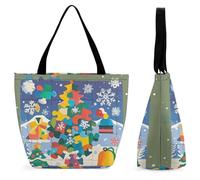Bolsa De Hombro Para La Compra Rompecabezas De Colores Bolsas De Playa Portátiles Bolso Tote Multiusos Shopping Bag Para Regalo Útil Playa Trabajar