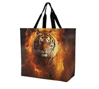 Bolsa De Hombro Para La Compra Tigre Genial En Llamas Bolsa De La Compra Mujere Bolso Tote Ligeras Bolsas De Playa Para Playa Trabajar Viaje