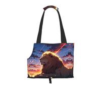 Bolsa de hombro para mascotas con estampado de león feroz, adecuada para perros y gatos pequeños, bolsa de compras y viajes de doble propósito