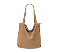 Bolsa de hombro para mujer, de pana sólida, de gran capacidad, resistente al agua, versátil, con cremallera, para primavera y otoño, Khaki, Talla única