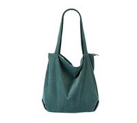 Bolsa de hombro para mujer, de pana sólida, resistente al agua, versátil, con cremallera, para primavera y otoño, para el ocio, para ordenador portátil, Green, Talla única