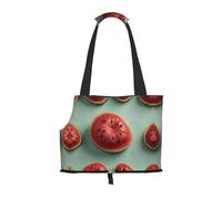 Bolsa de hombro plegable portátil con estampado de malvavisco y sandía, adecuada para llevar mascotas pequeñas