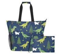 Bolsa de hombro portátil de playa, talla única para viajes al aire libre | Bolso de playa de tejido ligero con múltiples bolsillos, para reuniones de vacaciones, dinosaurios y perros