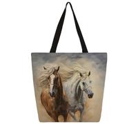 Bolsa de hombro unisex con diseño de caballo corriendo, reutilizable, plegable, casual, elegante, para compras, playa, viajes, trabajo, escuela