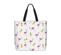 Bolsa de hombro unisex con diseño de delfín mirándote a ti todos los días, reutilizable, plegable, casual, elegante, para compras, playa, viajes, trabajo y escuela, Flamenco y piña, Talla única