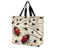 Bolsa de hombro unisex con diseño de faro de mar, reutilizable, plegable, casual, elegante, para compras, playa, viajes, trabajo, escuela, Art Ladybug, Talla única