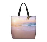 Bolsa de hombro unisex para jardín, reutilizable, plegable, casual, elegante, para compras, playa, viajes, trabajo, escuela, Tropical Beach Sunse, Talla única