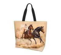 Bolsa de hombro unisex para varios tipos de caballos, reutilizable, plegable, casual, elegante, para compras, playa, viajes, trabajo, escuela, Tres caballos corriendo, Talla única