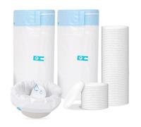 Bolsa de inodoro con almohadillas absorbentes, 40 bolsas de inodoro e insertos absorbentes, almohadillas de inodoro portátiles, a prueba de fugas y antiolores, ideal para sartén de cama