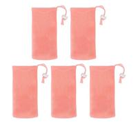 Bolsa de jabón de malla rosa exfoliante con diseño de cordón suave para limpieza corporal y facial, 5 unidades, material PE de alta calidad, para baño, viajes,