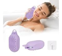 Bolsa de jabón de silicona, limpiador de caja de jabón de doble cara, ahorro de jabón de secado rápido para ducha, bolsa de silicona exfoliante suave, limpiador de ducha para el cuerpo (morado)