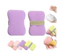 Bolsa de jabón exfoliante de doble cara, esponja de baño espumosa de malla 2 en 1 con asa, bolsa reutilizable de secado rápido para limpieza facial y corporal, para el cuidado diario de la piel y el