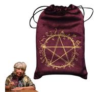 Bolsa de joyería con cordón, bolsa de tarot con patrón de estrella de cinco puntas con cordones, organizador de accesorios de tarot de adivinación del destino para mazos de oráculo, dados, runas