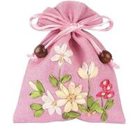 Bolsa de joyería con cordón de brocado, Bolsa de lino con cordón, paquete de 4, multicolor, 4 x 5,5 pulgadas(Pink)
