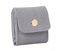 Bolsa de joyería de cuero compacta con cierre de botón seguro Múltiples compartimentos para accesorios pequeños portátil para cualquier viaje (gris)