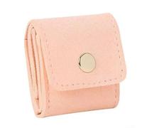 Bolsa de joyería de cuero compacta con cierre de botón seguro, múltiples compartimentos para accesorios pequeños, portátil para cualquier viaje (rosa)