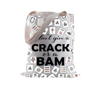 Bolsa de la compra china Mahjongg con texto en inglés "I don't Give a Crack or a Bam", regalo para amantes del Mahjongg, Crack or Bam, 35cm ( 13.78 inch ) * 38 cm ( 14.96 inch)